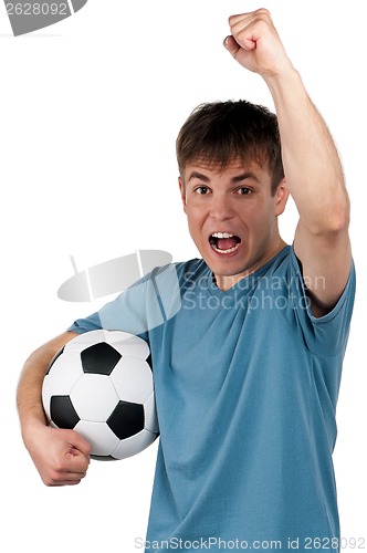 Image of Man with classic soccer ball