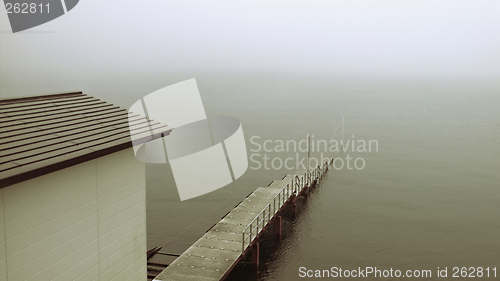 Image of old pier in mist