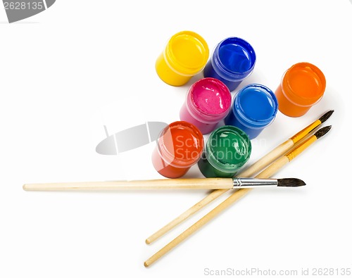 Image of gouache of paint and brush