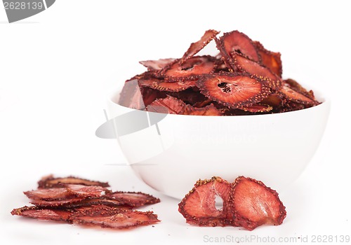 Image of dry strawberry in a white plate