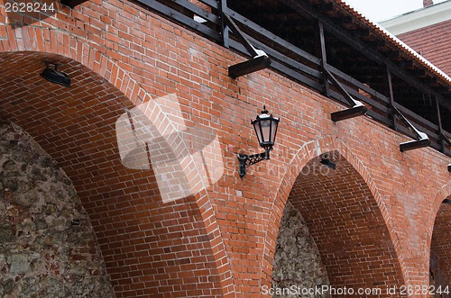 Image of Fortress wall in Riga in snowy winter day