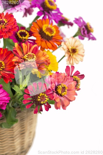 Image of Bouquet from different brights in a basket