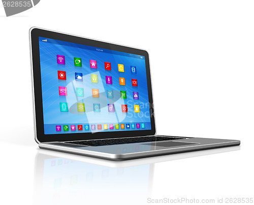 Image of Laptop Computer - apps icons interface