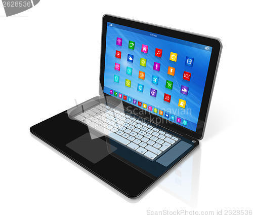 Image of Laptop Computer - apps icons interface