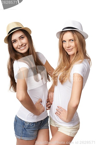 Image of Two women friends having fun.
