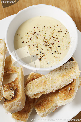 Image of Cheese dip and toast vertical