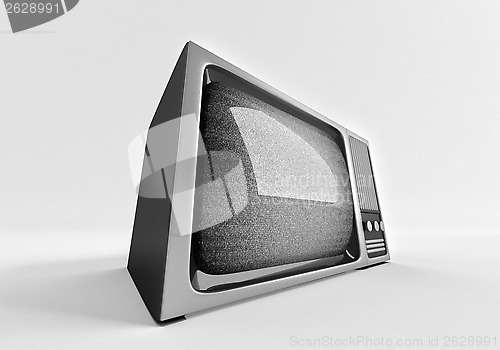Image of 3d model of retro tv with static.