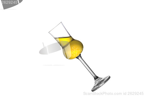 Image of A tilted grappa glass