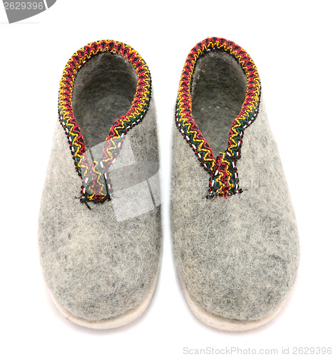 Image of Pair of traditional wool felt slippers