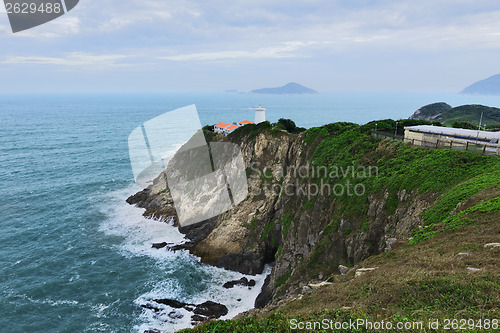 Image of White small lighthouse. Hong Kong