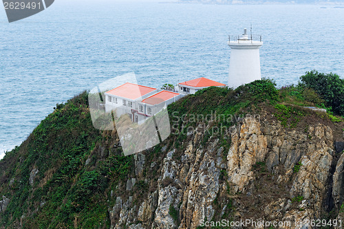 Image of White small lighthouse. Hong Kong