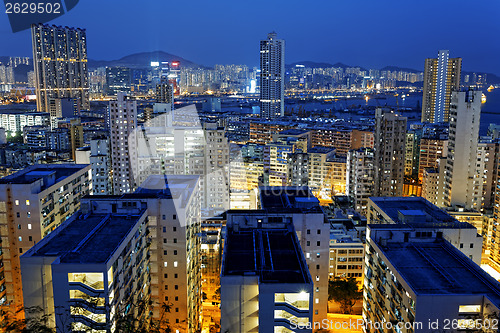 Image of Hong Kong City Night Residential building area