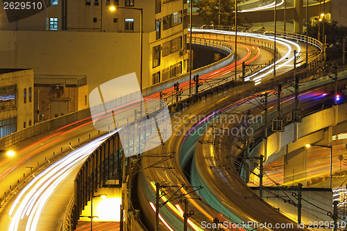 Image of traffic highway night, Hong Kong
