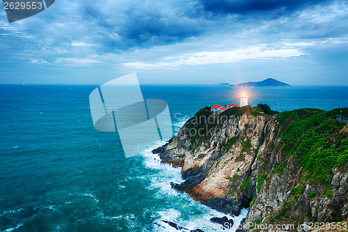 Image of White small lighthouse. Hong Kong