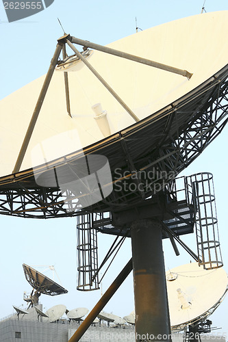 Image of Satellite Communications Dishes on top of TV Station