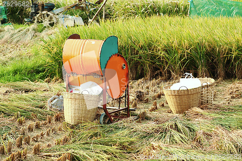 Image of Vintage rice wood machine 
