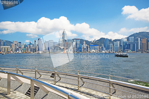 Image of China, Hong Kong waterfront buildings 