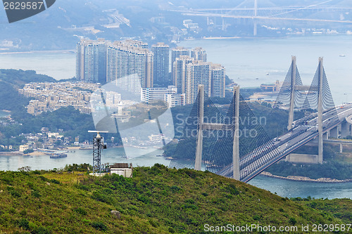 Image of tsing ma bridge at night, Hong Kong Landmark 