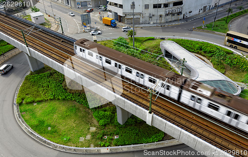 Image of roundabout and train traffic