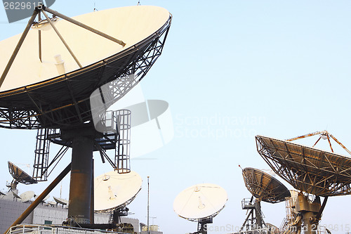 Image of Satellite Communications Dishes on top of TV Station