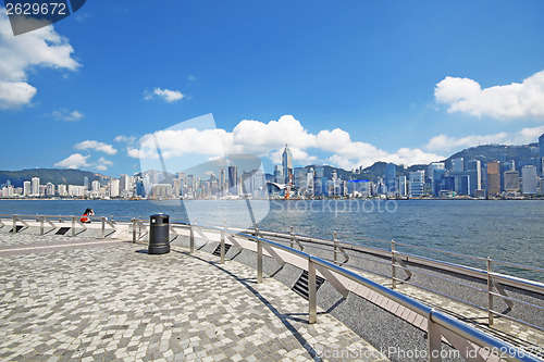 Image of China, Hong Kong waterfront buildings 