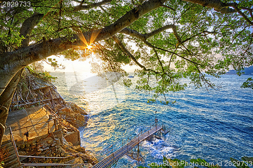 Image of sunset in hong kong Bathing pavilion