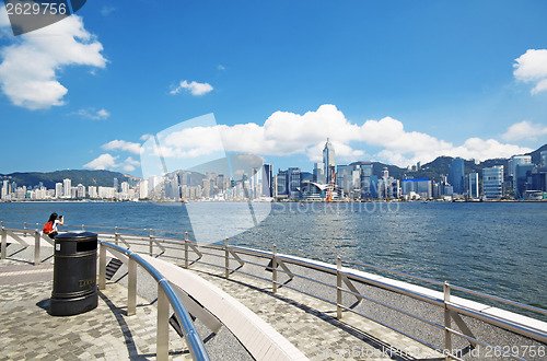 Image of China, Hong Kong waterfront buildings 