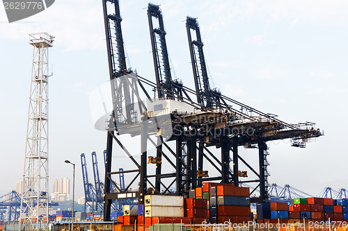 Image of Port cargo crane and container