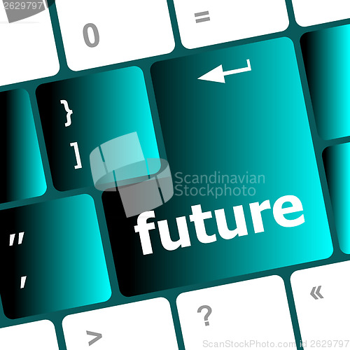 Image of future time concept with key on computer keyboard