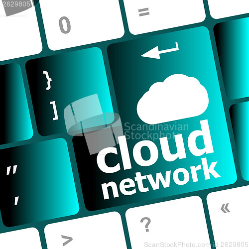 Image of cloud network words concept on button of the keyboard