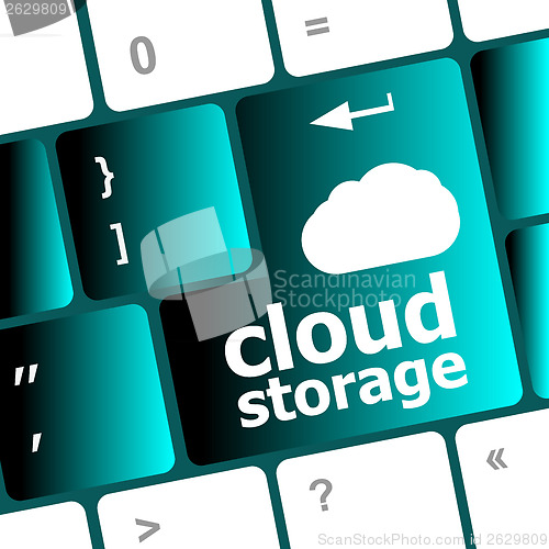 Image of cloud storage words concept on button of the keyboard