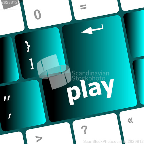 Image of Play word on computer keyboard button