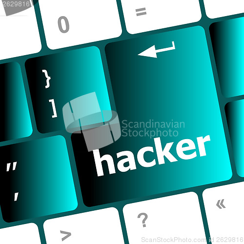 Image of hacker button on computer keyboard key