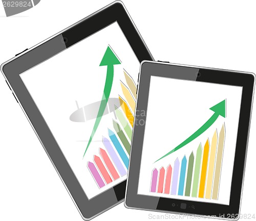 Image of Business dashboard with graphs in a pc tablet