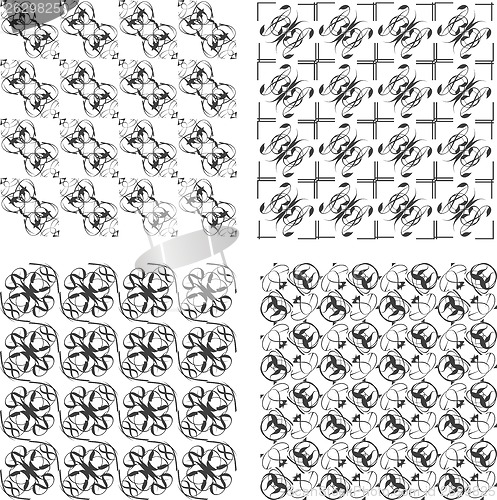 Image of Set of monochrome geometric seamless patterns