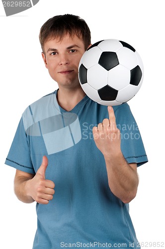 Image of Man with classic soccer ball