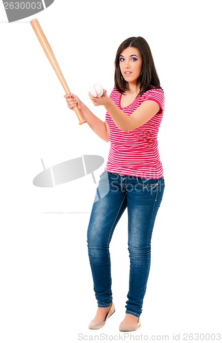 Image of Girl with baseball bat