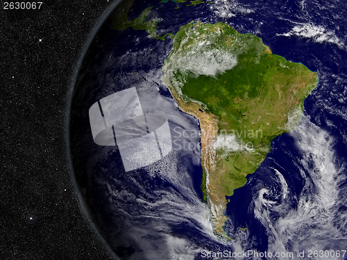 Image of South America on planet Earth
