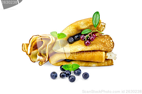 Image of Pancakes with blueberries and cowberry