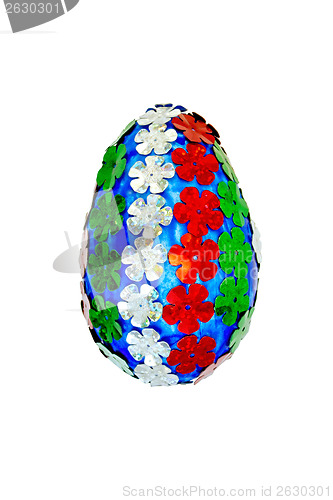 Image of Easter Egg with sequins in the form of flowers