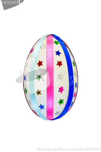 Image of Easter egg with ribbons and stars