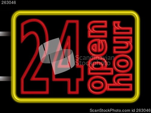 Image of neon sign 24hr open