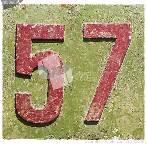 Image of plate with a number 57