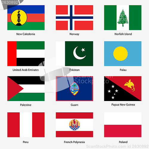 Image of Set  Flags of world sovereign states. Vector illustration. Set n