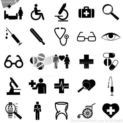 Image of Collection flat icons. Medicine symbols. Vector illustration.