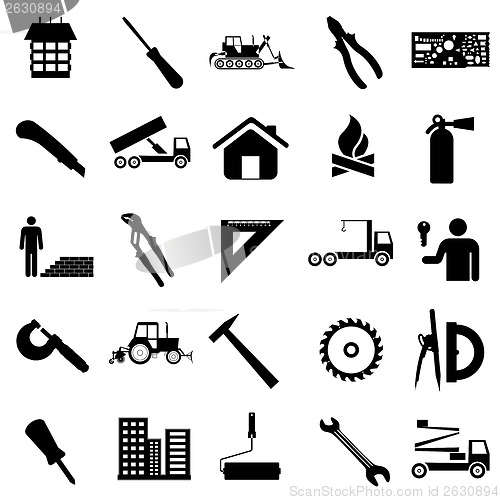 Image of Collection flat icons. Construction symbols. Vector illustration