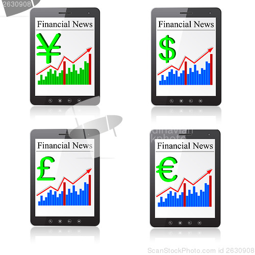 Image of Financial News on Tablet PC. Isolated on white. Vector  illustra