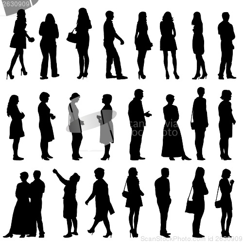 Image of Black silhouettes of beautiful mans and womans on white backgrou