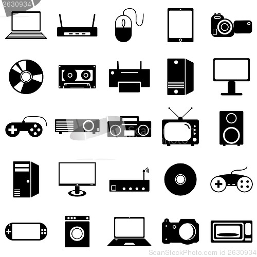 Image of Collection flat icons. Eectronic devices symbols. Vector illustr