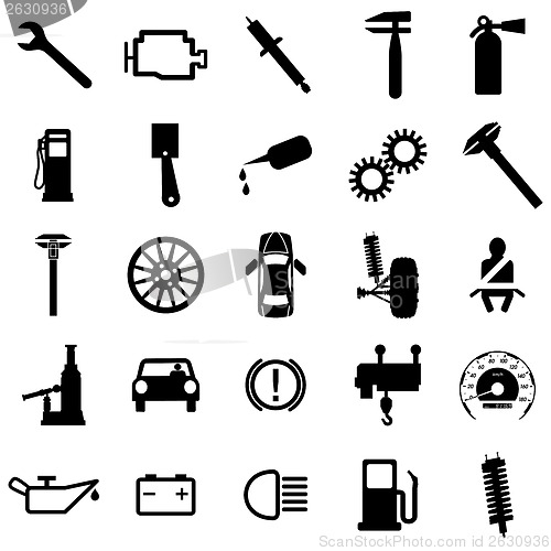 Image of Collection flat icons. Car symbols. Vector illustration.